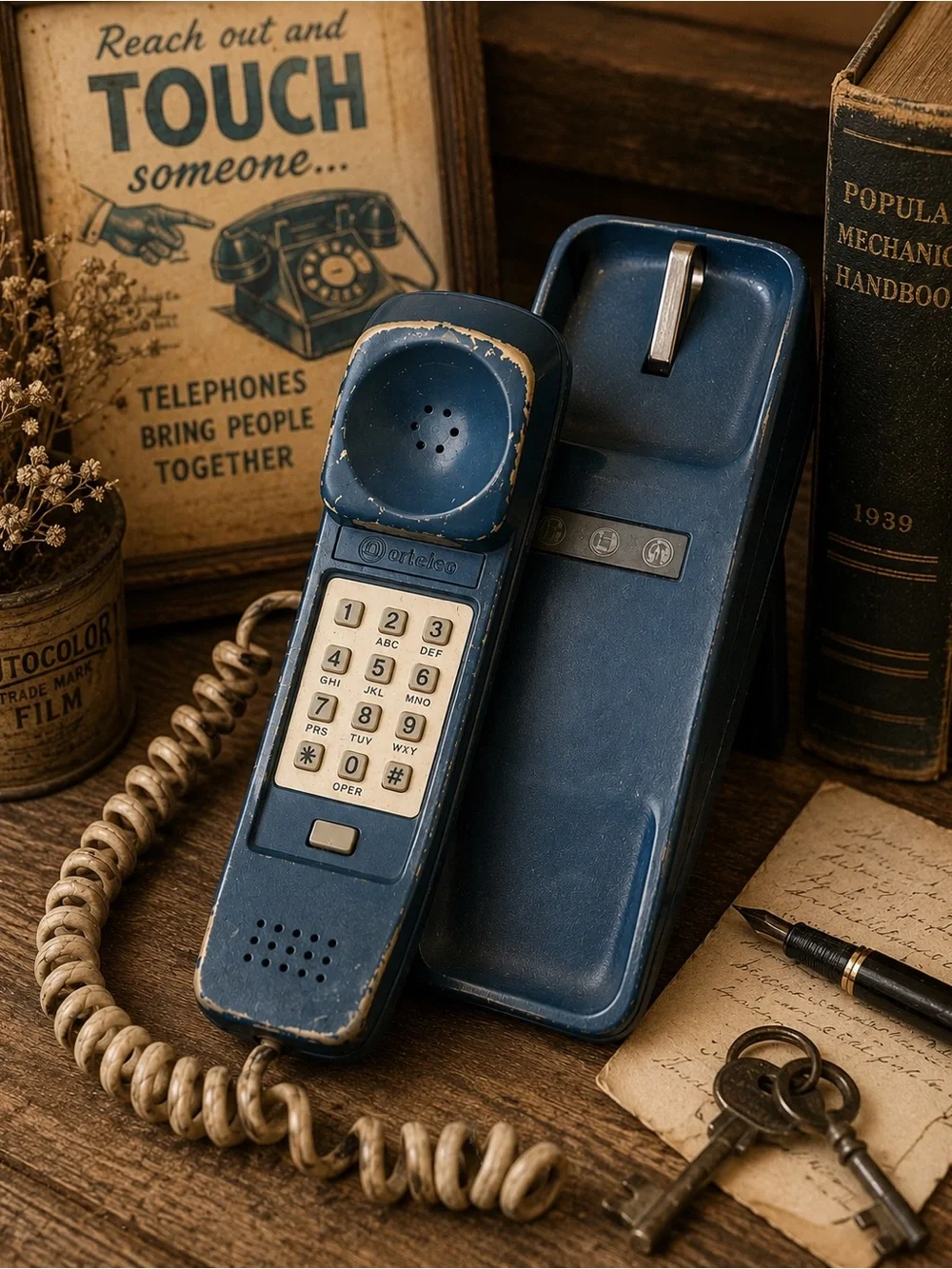 Vintage Western Electric Bell Mediterranean Blue Trimline Touch Tone Phone 📞